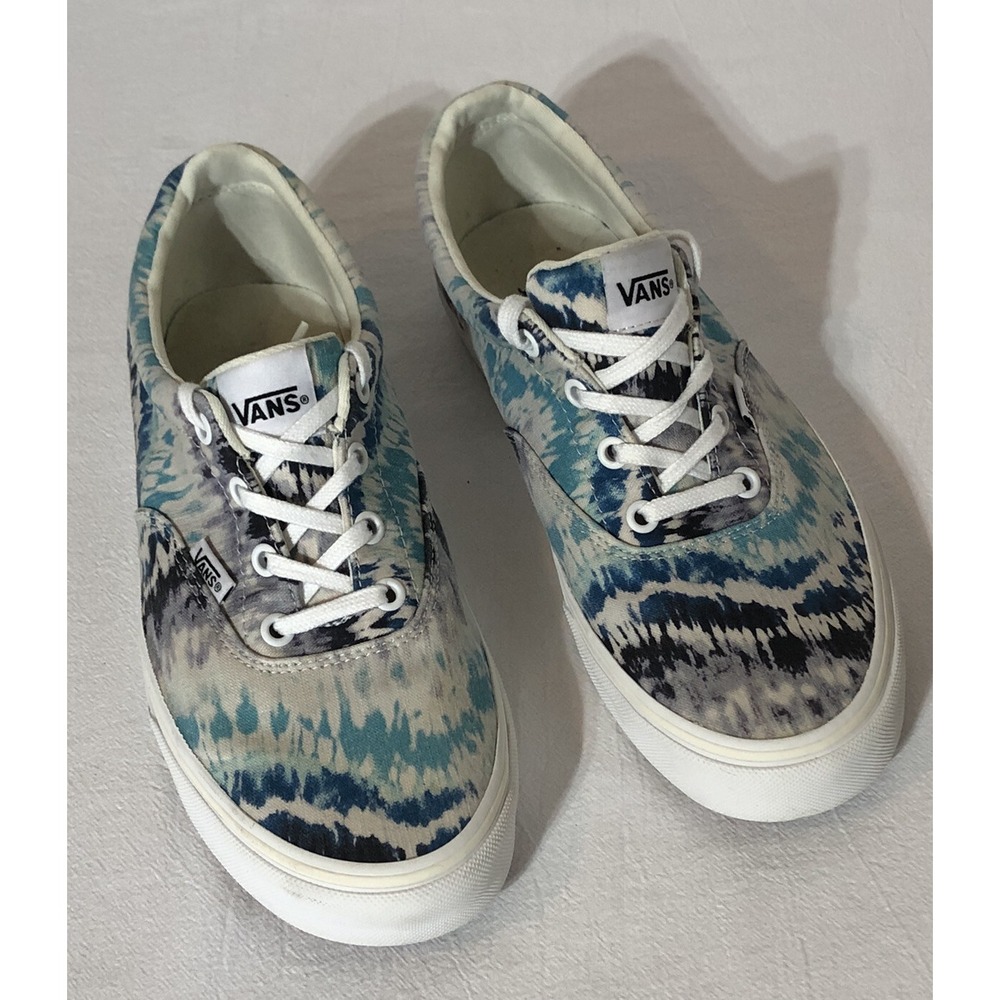 Vans Skateboarding Shoes White Turquoise Purple Low Top Women's Sz 9.5